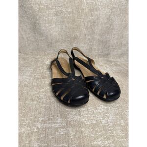 Earth Origins Women's Nellie Leather Closed Toe Slingback Sandals Black Size 7.5